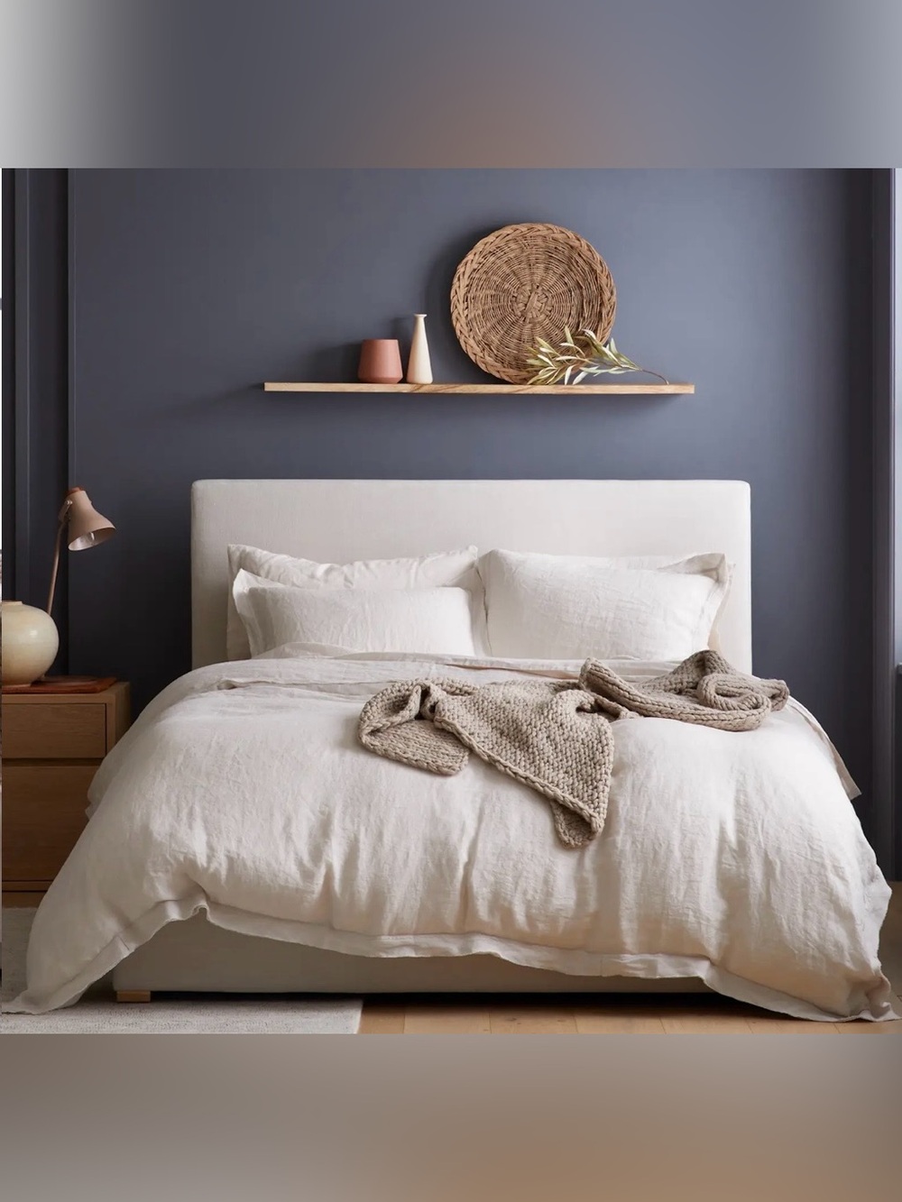 NEW Quince European Linen Double Flange Duvet Cover, Full/Queen (Sand)